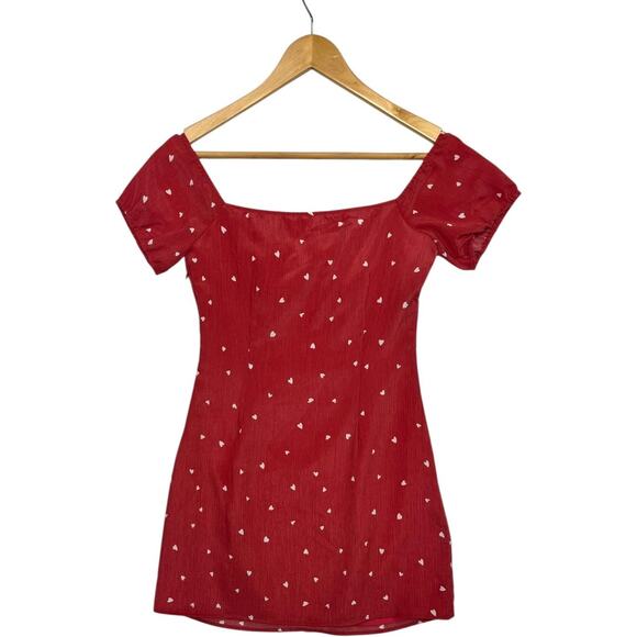 Super Down Revolve Dress Womens XS Red Heart Ruched Tie Mini Valentines Day Sexy - Picture 2 of 14